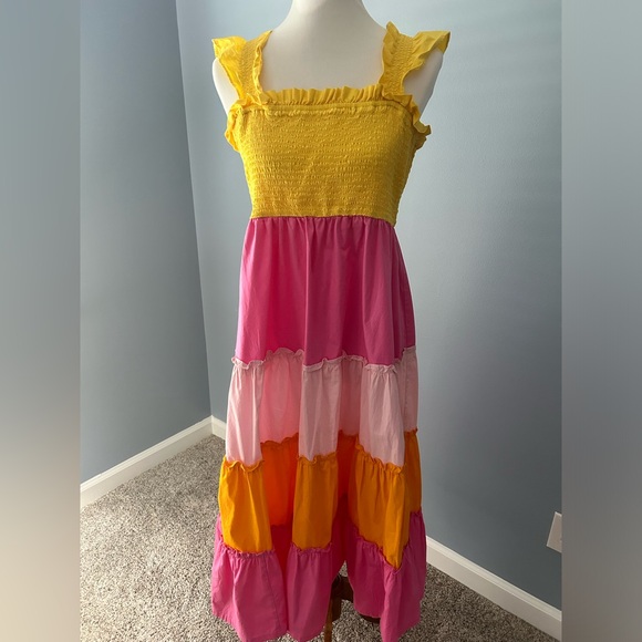 Multi Tiered Smock Dress Midi - Picture 2 of 4